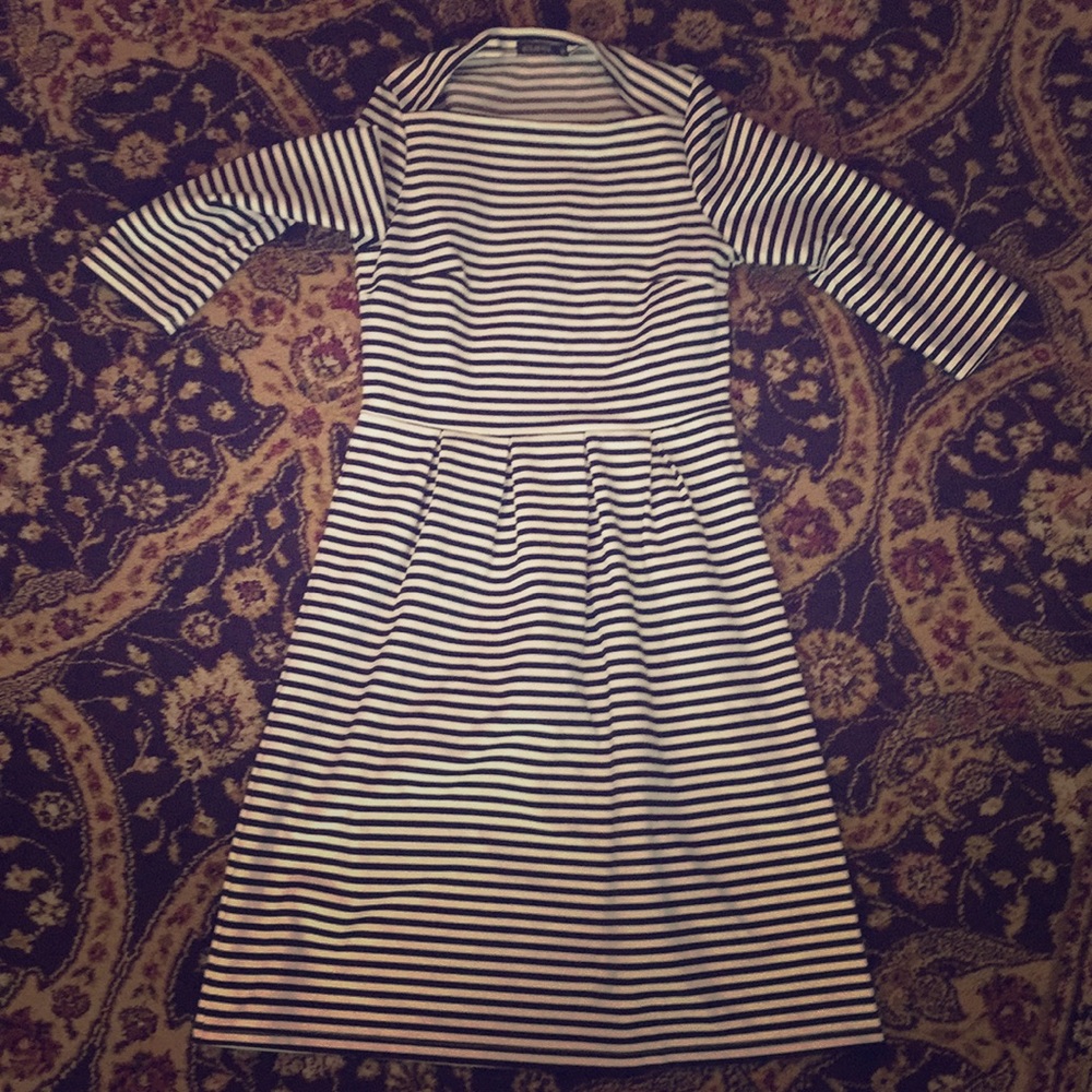 White and black striped dress